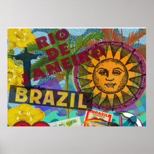 Brasilien Rio de Janeiro Sonne Reise Farbige Kunst Poster
