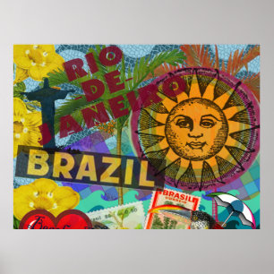 Brasilien Rio de Janiero Sun Reisen Farbenfrohe Ku Poster