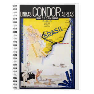 Brasilien Rio Vintage Reiseposter Restauriert Notizblock