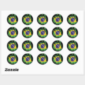 Brasilien Ripped Flag Classic Round Aufkleber (Blatt)