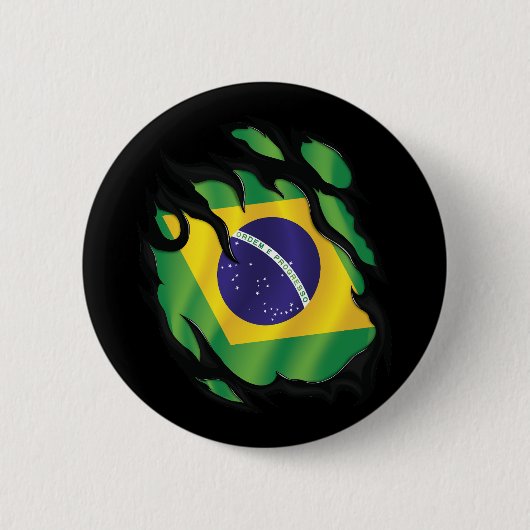 Brasilien Ripped Flag Classic Round Aufkleber Button (Vorderseite)