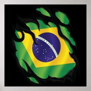 Brasilien Ripped Flag Classic Round Aufkleber Poster