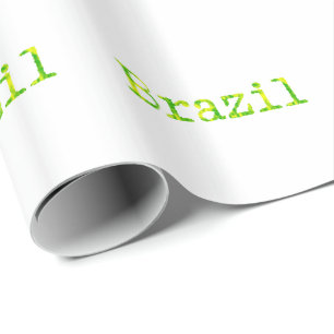 Brasilien Schriftart Grün und Gelb Geschenkpapier