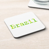Brasilien Schriftart Grün und Gelb Getränkeuntersetzer (Linke Seite)