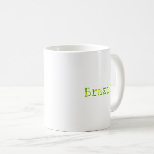 Brasilien Schriftart Grün und Gelb Kaffeetasse (VorderseiteRechts)