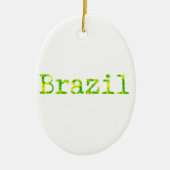 Brasilien Schriftart Grün und Gelb Keramik Ornament (Vorne)