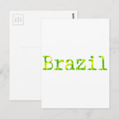Brasilien Schriftart Grün und Gelb Postkarte (Vorne/Hinten)