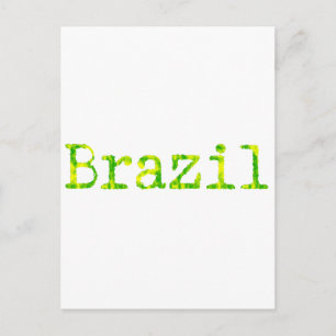 Brasilien Schriftart Grün und Gelb Postkarte