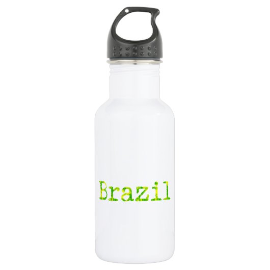 Brasilien Schriftart Grün und Gelb Trinkflasche (Vorderseite)
