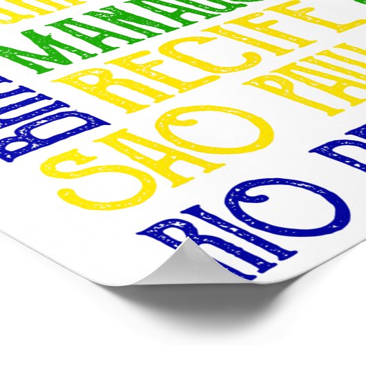 Brasilien Stadt nennt brasilianisches Flaggenplaka Poster (Ecke)