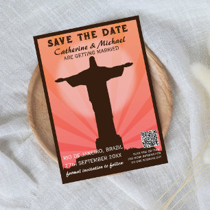Brasilien Südamerikanischer Reiseplaner Stil QR Co Save The Date