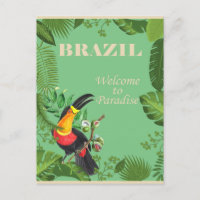 Brasilien Tropischer Wald Toucan Vintage Postkarte