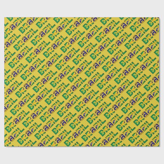 Brasilien Typografie Muster brasilianische Flaggen Geschenkpapier (Flach)