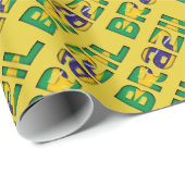 Brasilien Typografie Muster brasilianische Flaggen Geschenkpapier (Rolleneckpunkt)