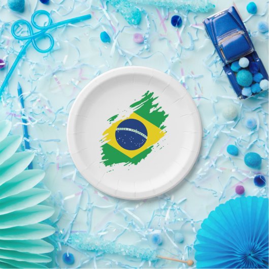 Brasilien überholte Flagge National Pride Sports F Pappteller (Party)