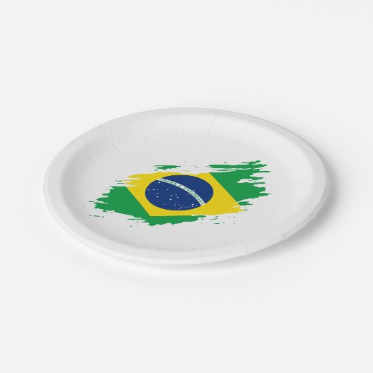 Brasilien überholte Flagge National Pride Sports F Pappteller (Schrägansicht)