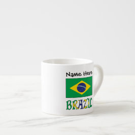 Brasilien und Brasiliens Flagge mit Ihrem Namen Espressotasse