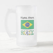 Brasilien und Brasiliens Flagge mit Ihrem Namen Mattglas Bierglas (Links)