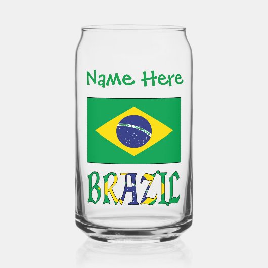 Brasilien und Brasiliens Flagge Personalisiert Dosenglas (Vorderseite)