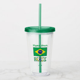 Brasilien und Brasiliens Flaggengrüne Personalisie Acryltrinkbecher