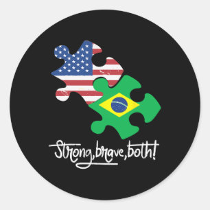 Brasilien und die USA 4. Juli T-Shirt zum Unabhäng Runder Aufkleber