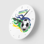 Brasilien und Fußball Runde Wanduhr (Winkel)