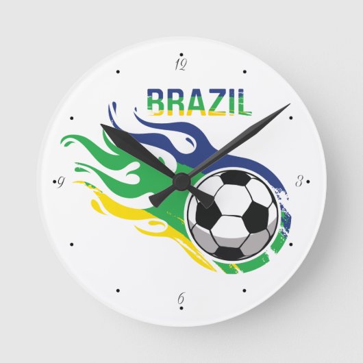 Brasilien und Fußball Runde Wanduhr (Vorderseite)