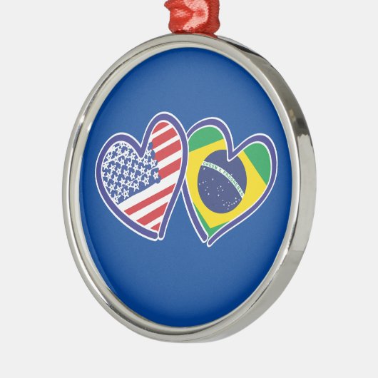 Brasilien USA Liebe Hearts Ornament Aus Metall (Links)