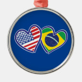 Brasilien USA Liebe Hearts Ornament Aus Metall (Vorne)