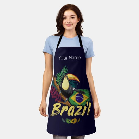 Brasilien Vintag Toucan Flag Samba Maske Souvenir Schürze (Getragen)