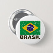 Brasilien Vintage-Flagge Button (Vorne & Hinten)