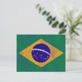 Brasilien - Vintage Flagge Postkarte (Stehend Vorderseite)