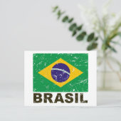 Brasilien - Vintage Flagge Postkarte (Stehend Vorderseite)