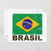Brasilien - Vintage Flagge Postkarte (Vorne/Hinten)