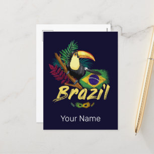 Brasilien Vintage-Tukan-Flagge-Samba-Maske-Souveni Feiertagspostkarte
