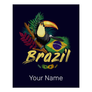 Brasilien Vintage-Tukan-Flagge-Samba-Maske-Souveni Poster