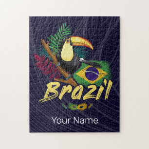 Brasilien Vintage-Tukan-Flagge-Samba-Maske-Souveni Puzzle