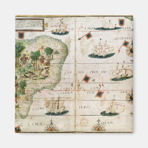 Brasilien vom "Miller-Atlas" durch Pedro Reinel Magnet