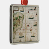 Brasilien vom "Miller-Atlas" durch Pedro Reinel Silbernes Ornament (Rechts)