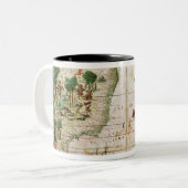 Brasilien vom "Miller-Atlas" durch Pedro Reinel Zweifarbige Tasse (Vorderseite Links)