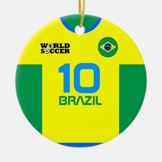 Brasilien World Soccer Jersey Ornament (Vorne)
