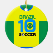 Brasilien World Soccer Jersey Ornament (Hinten)