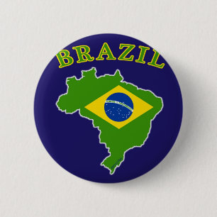 BRASILIENkarte/-flagge auf Marine-Hintergrund Button