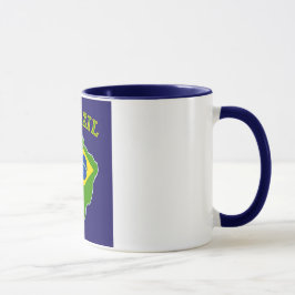 BRASILIENkarte/-flagge auf Marine-Hintergrund Tasse
