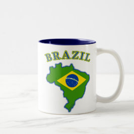 Brasilienkarte/-flagge Zweifarbige Tasse