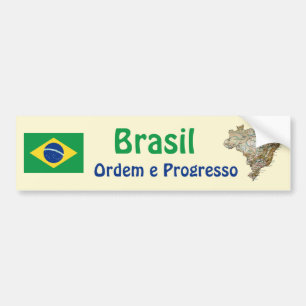 Brasiliens Autoaufkleber "Flag and Map"