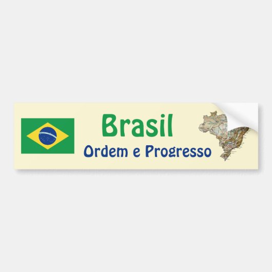 Brasiliens Autoaufkleber "Flag and Map" (Vorne)