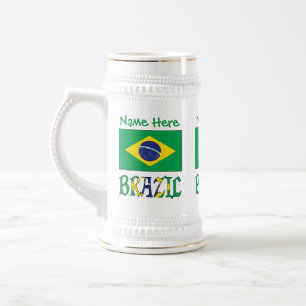 Brasiliens brasilianische Flagge Personalisiert Bierglas