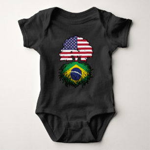 Brasiliens Flag "American USA Tree Roots" Baby Strampler
