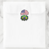 Brasiliens Flag "American USA Tree Roots" Runder Aufkleber (Tasche)